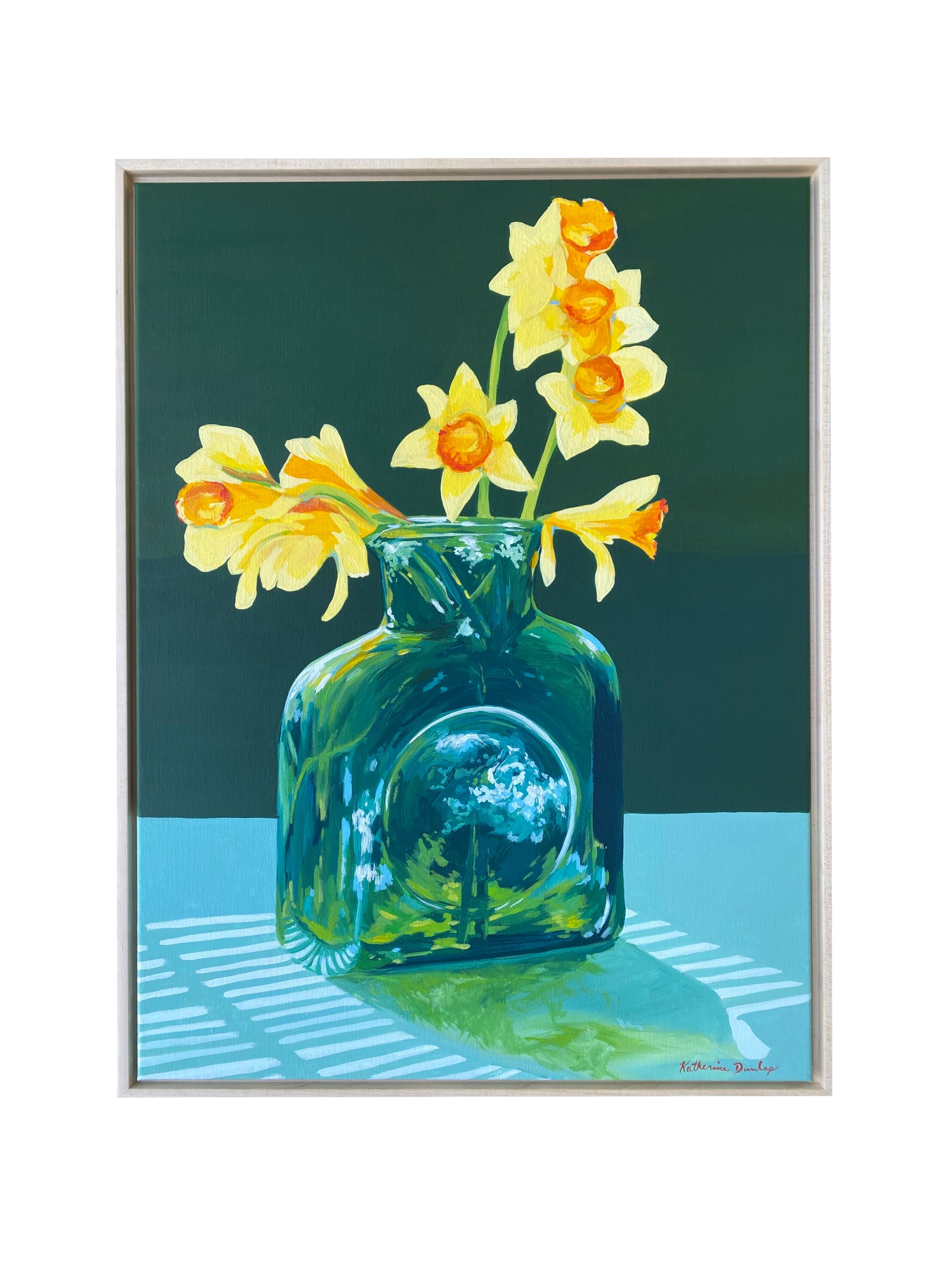 Green Blenko and Daffodils