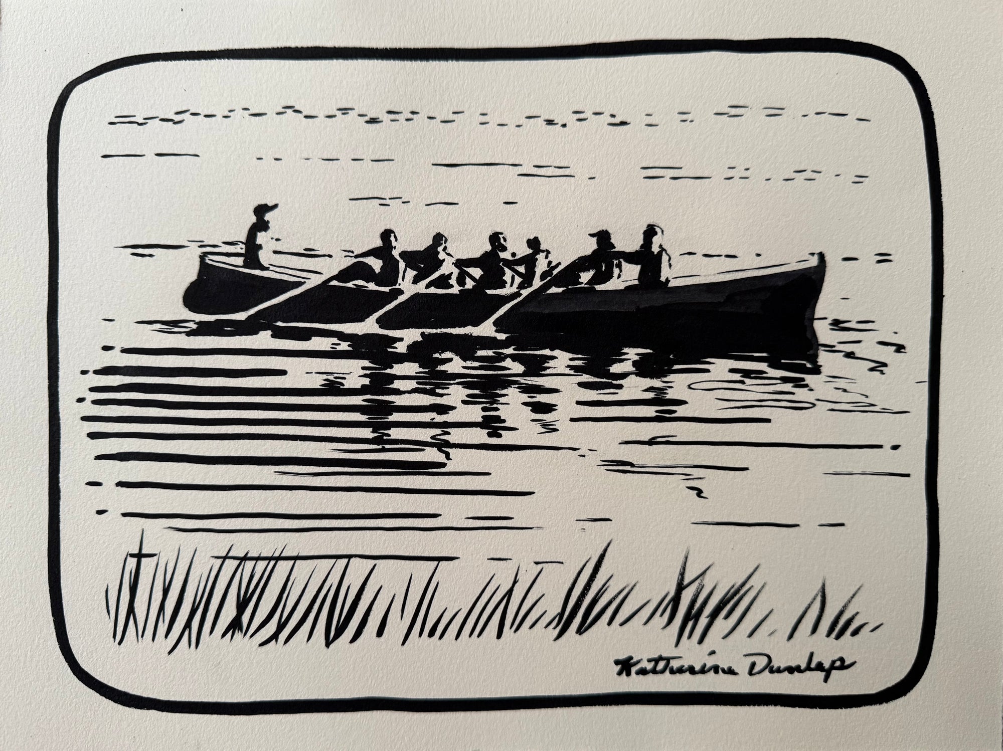 Casual Rowers in Black Ink