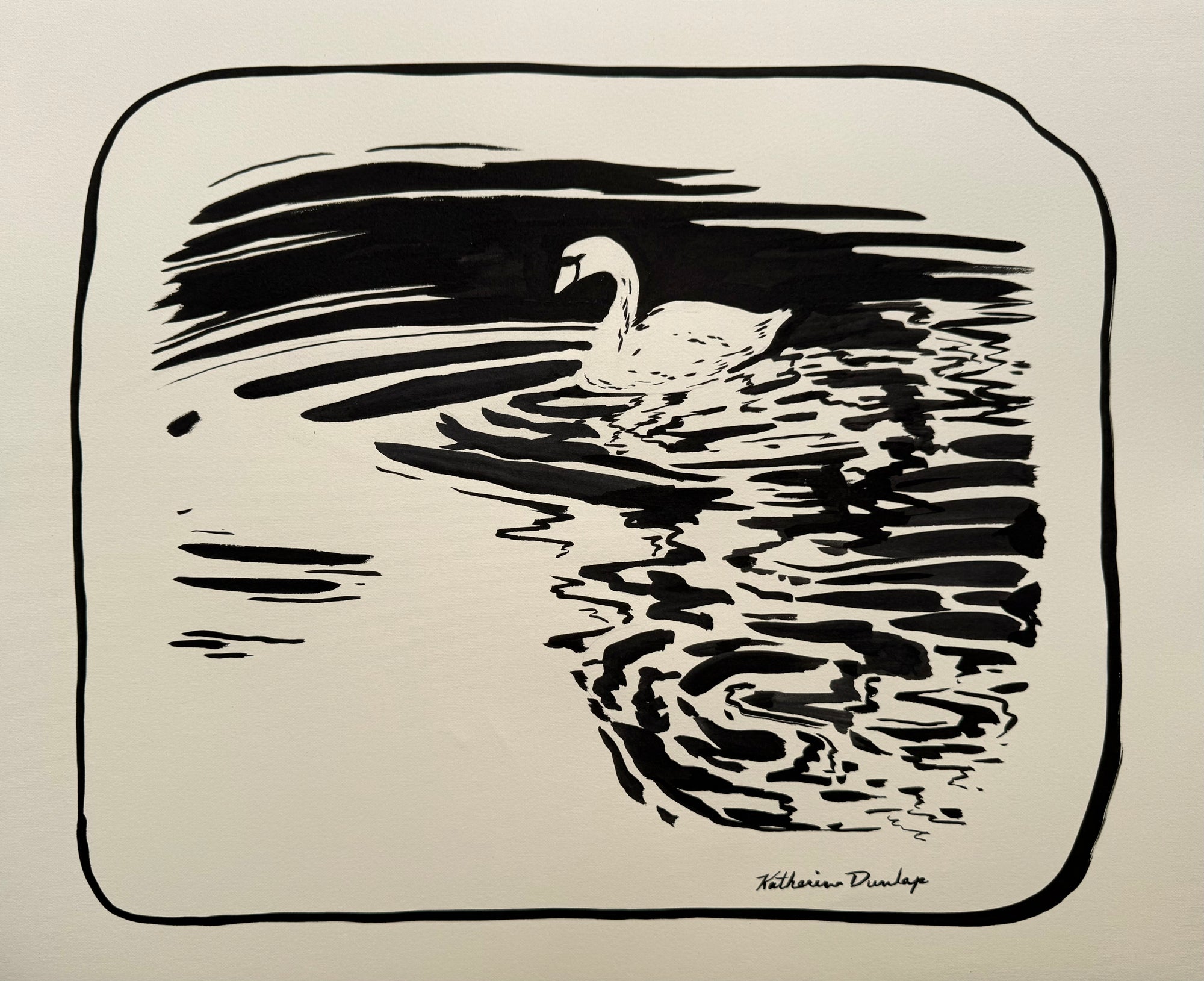 The Swan and Water in Black