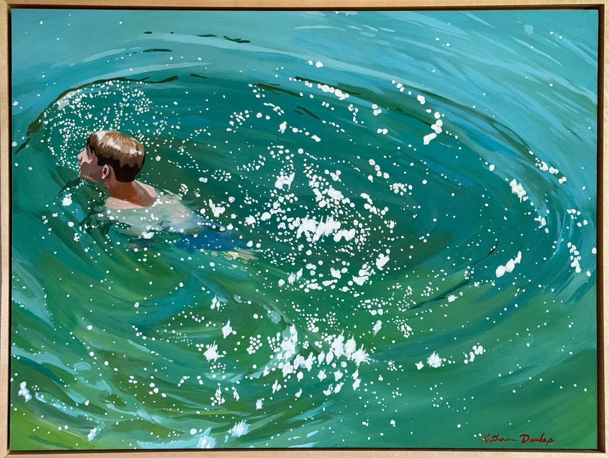 Boy Swimming in Blue and Green 18”x24”